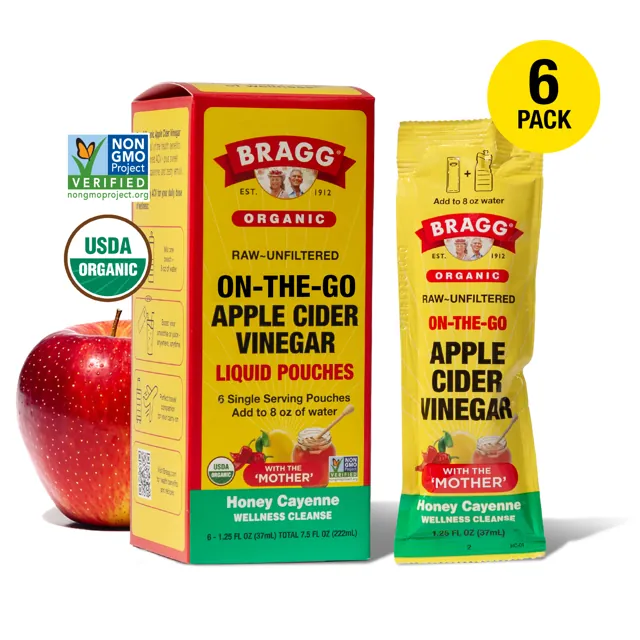 Bragg On-the-Go Organic Apple Cider Vinegar Honey Cayenne Pouches