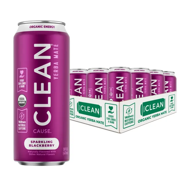 Clean Cause Blackberry Organic Sparkling Yerba Mate Energy Drink