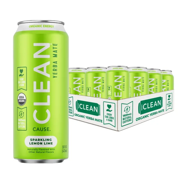 Clean Cause Lemon Lime Organic Sparkling Yerba Mate