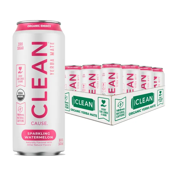 Clean Cause Watermelon Zero Calorie Organic Sparkling Yerba Mate