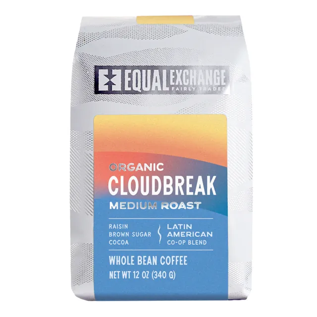 Equal Exchange Organic Cloudbreak Medium Roast Coffee, Whole Bean