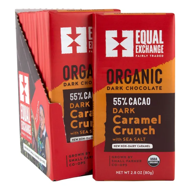 Equal Exchange Organic Dark Chocolate Caramel Crunch with Sea Salt, 55% Cacao