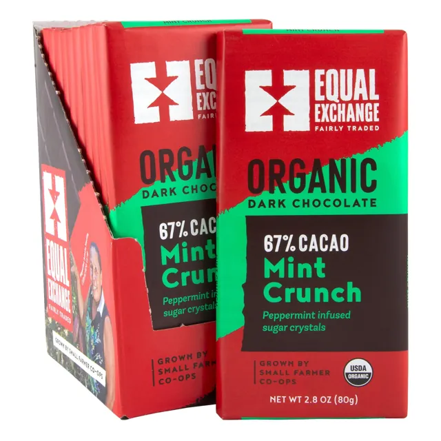 Equal Exchange Organic Dark Chocolate Mint Crunch, 67% Cacao