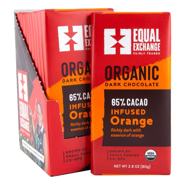 Equal Exchange Organic Dark Chocolate Infused Orange, 65% Cacao