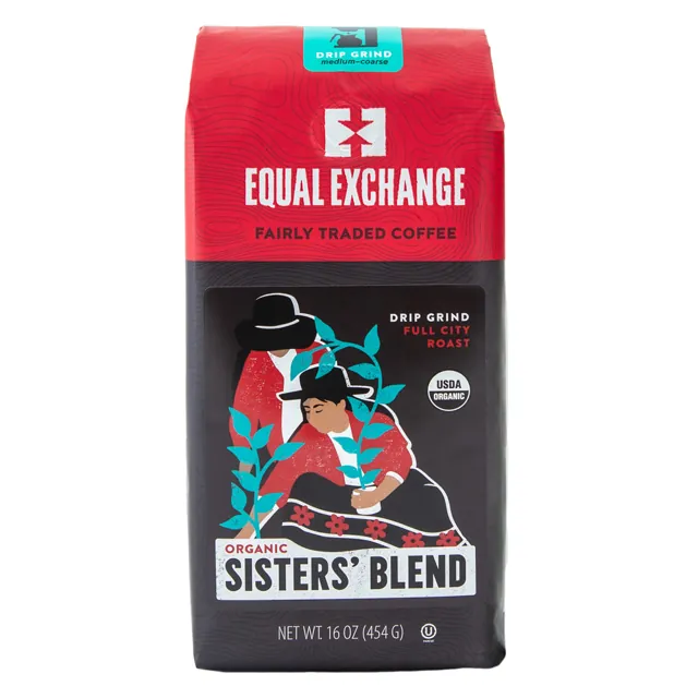 Equal Exchange Organic Sisters' Blend Coffee, 1lb Drip Grind