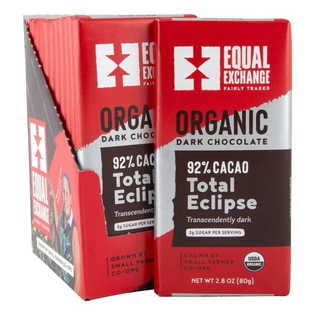 Equal Exchange Organic Total Eclipse Dark Chocolate, 92% Cacao