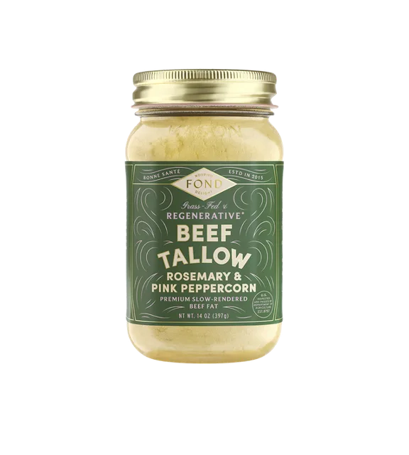 FOND Grass-Fed & Finished Beef Tallow – Rosemary & Pink Peppercorn