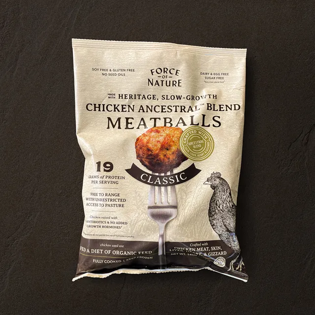 Force of Nature Heritage, Slow-Growth Chicken Ancestral Blend Classic Meatballs