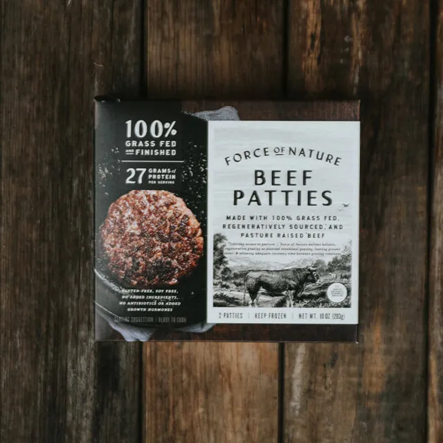Force of Nature Grass-Fed Beef Burger Patties