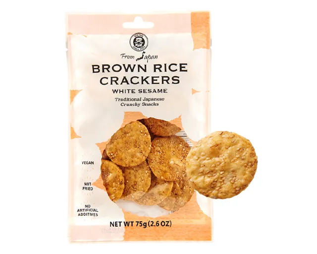 Gold Mine Natural Food Co. Brown Rice Crackers, White Sesame
