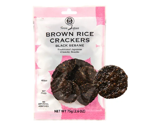 Gold Mine Natural Food Co. Brown Rice Crackers, Black Sesame