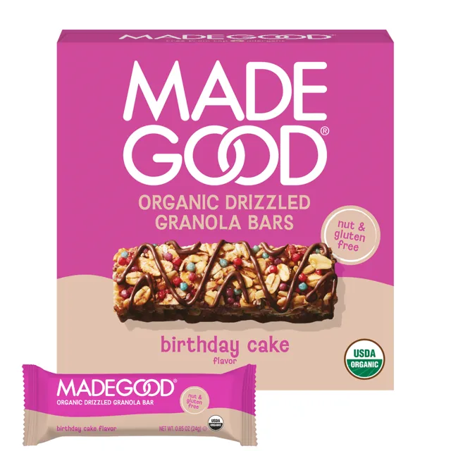 MadeGood Birthday Cake Drizzled Granola Bars