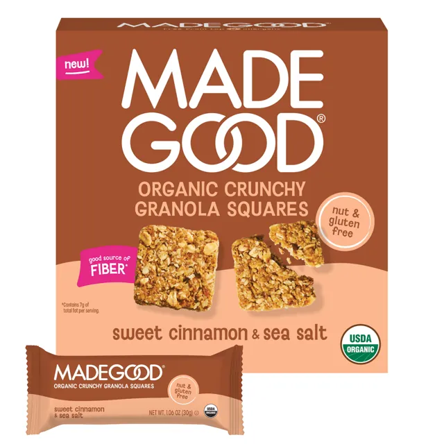 MadeGood Crunchy Granola Squares – Sweet Cinnamon & Sea Salt