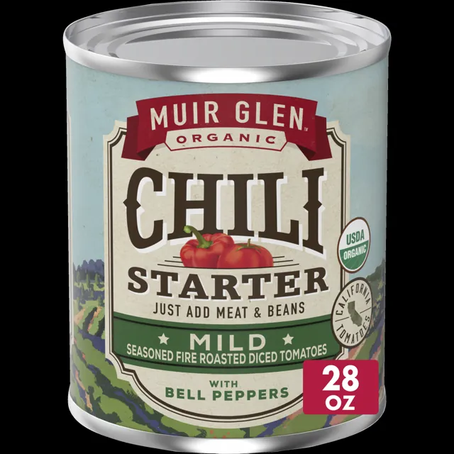 Muir Glen Organic Chili Starter, Seasoned Fire Roasted Diced Tomatoes with Bell Peppers, Mild