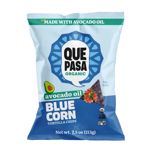 Que Pasa Organic Avocado Oil Blue Corn Tortilla Chips