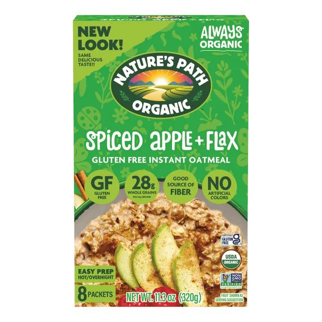 Nature's Path Organic Spiced Apple + Flax Gluten-Free Instant Oatmeal