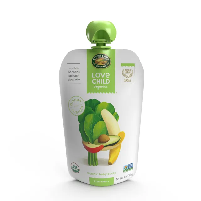 Nature's Path Love Child Organics Superblends Apples, Bananas, Spinach + Avocado Puree