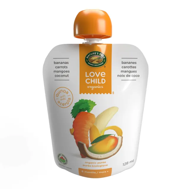 Nature's Path Love Child Organics Superblends Bananas, Carrots, Mangoes + Coconut Puree