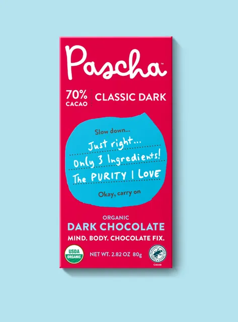 Pascha 70% Cacao Organic Vegan Dark Chocolate Bar