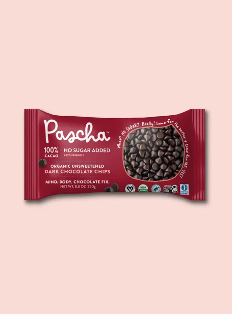 Pascha 100% Cacao Organic Vegan Unsweetened Dark Chocolate Chips
