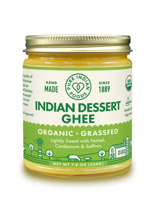 Pure Indian Foods Indian Dessert Ghee, Grass-Fed & Certified Organic