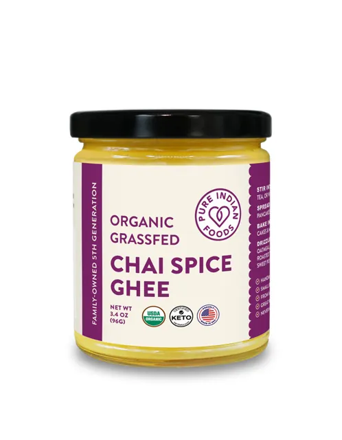 Pure Indian Foods Chai Spice Ghee, Grass-Fed & Certified Organic