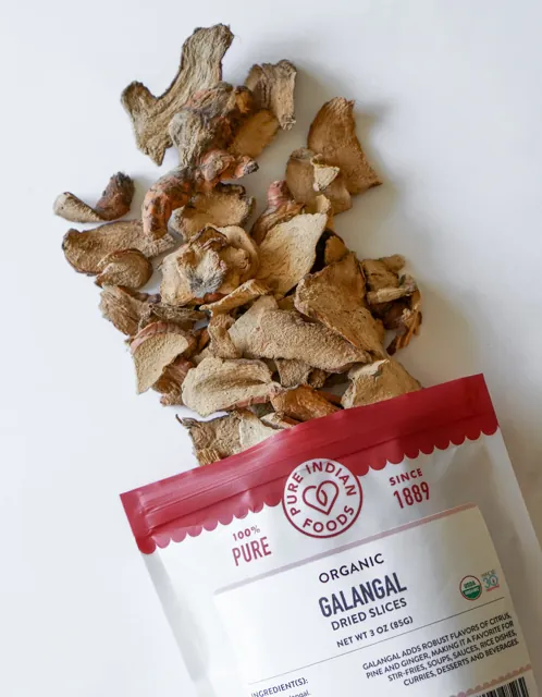 Pure Indian Foods Galangal Dried Slices, Certified Organic