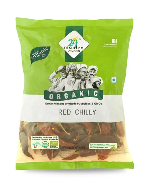 Pure Indian Foods Red Stick Chilly (Whole), Certified Organic