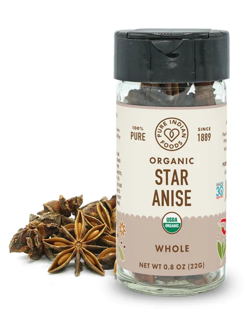 Pure Indian Foods Star Anise Whole, Certified Organic