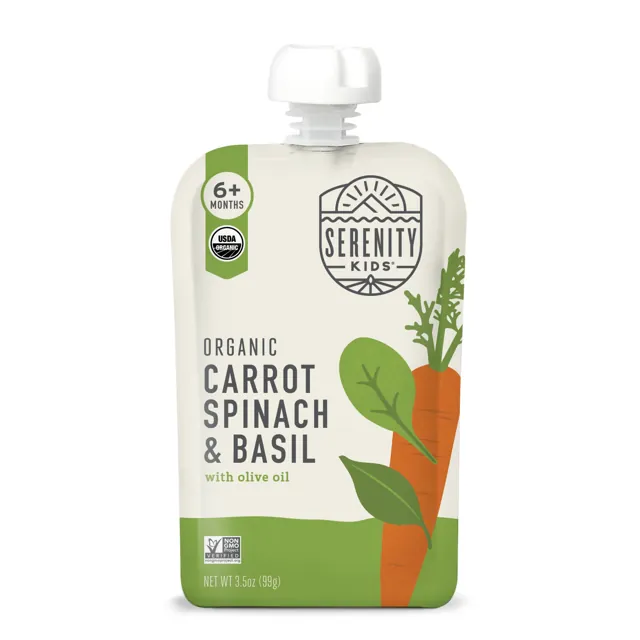 Serenity Kids Carrot, Spinach & Basil USDA Organic Veggies with Olive Oil