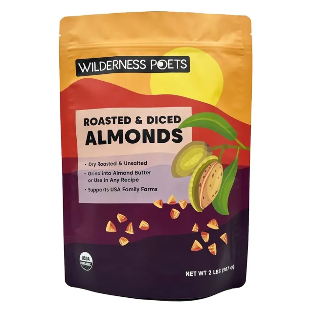 Wilderness Poets Almonds – Organic, Roasted & Diced, California-Grown