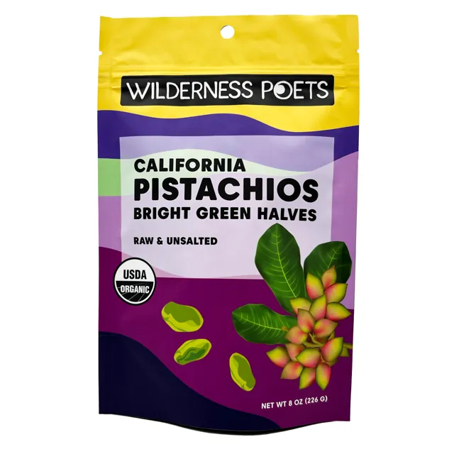 Wilderness Poets Pistachios – Bright Green Halves, Organic, California-Grown