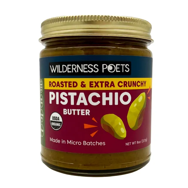 Wilderness Poets Extra Crunchy Pistachio Nut Butter – Roasted, Organic