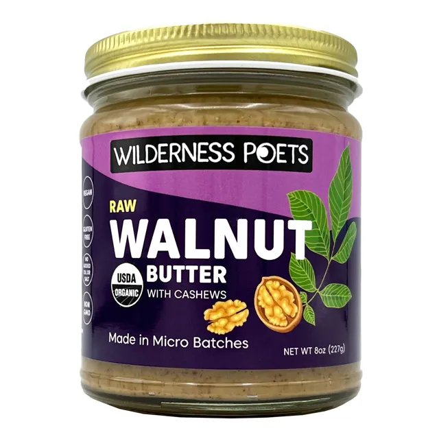 Wilderness Poets Walnut Butter with Cashews – Organic, Chandler Variety, California-Grown
