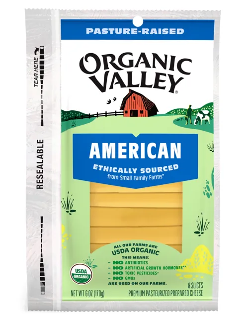 Organic Valley Amercian Organic Premium Pasteurized Prepared Cheese, American