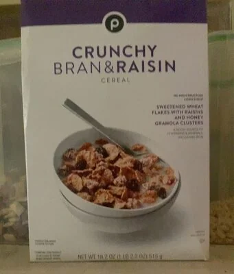 Publix Crunchy Bran&raisin Sweetened Wheat and Rice Flakes with Raisins and Honey Granola Clusters Cereal