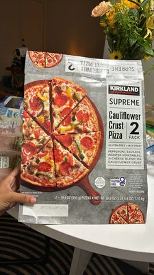 Kirkland Signature Supreme Pepperoni, Sausage, Roasted Vegetables, 3-cheese Blend on Cauliflower Crust Pizza