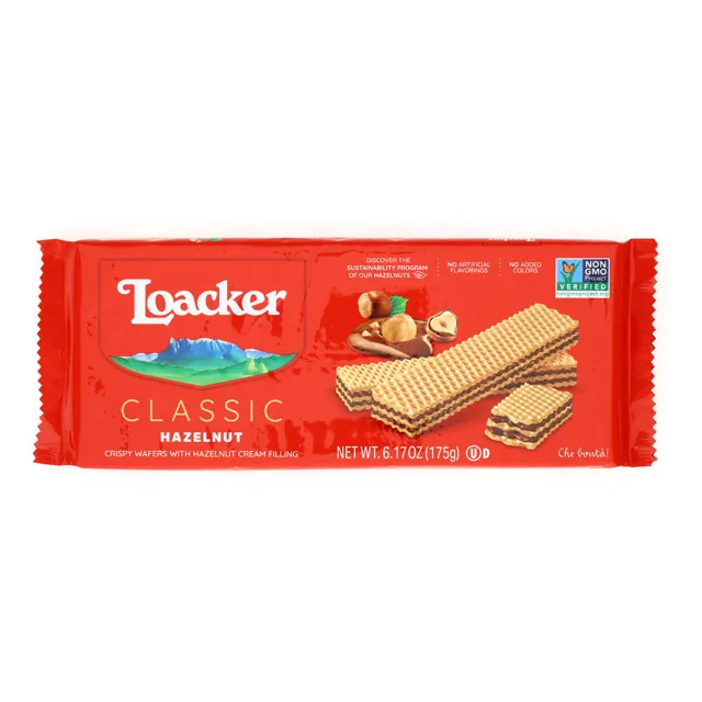 Loacker Classic Hazelnut Crispy Wafers with Hazelnut Cream Filling
