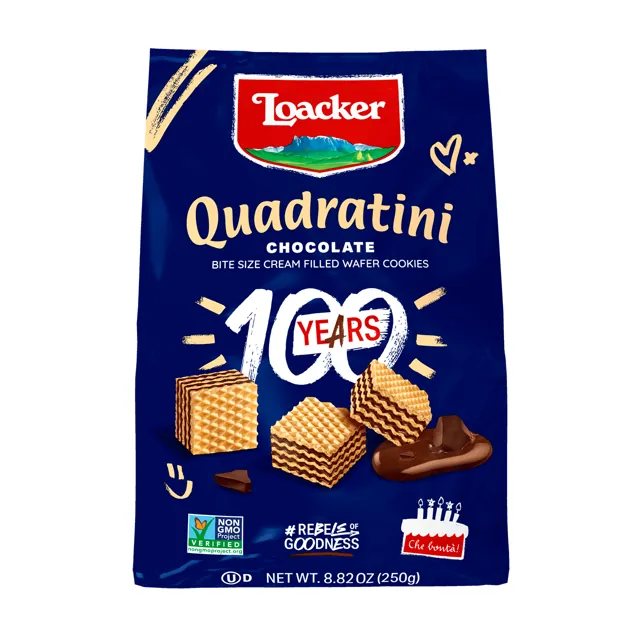 Loacker Quadratini Chocolate Cream Filled Wafer Cookies