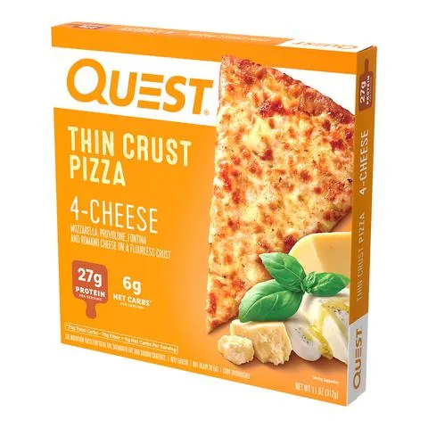 Quest 4-cheese Mozzarella, Provolone, Fontina and Romano Cheese on a Flourless Thin Crust Pizza